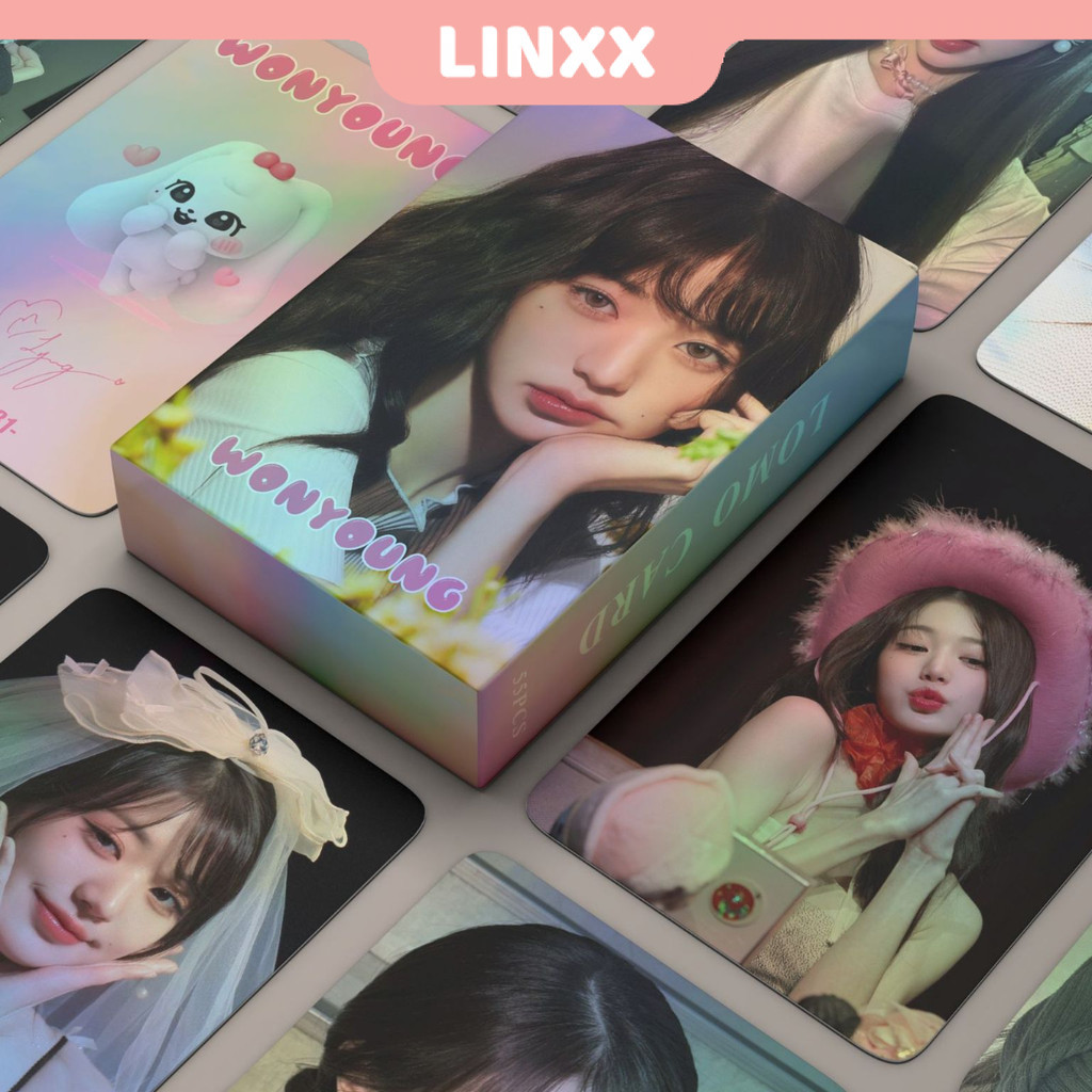 Linxx 55 ชิ้น IVE Won Young Holographic Laser Card Kpop Photocards Postcards Series