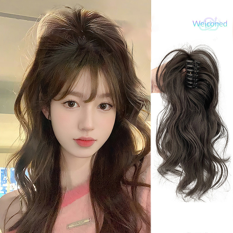 {Weiconed} คลิปกรงเล็บสังเคราะห์ผมหางม้าต่อผมสั้นหยิกหางธรรมชาติผมปลอมสําหรับผู้หญิงหางม้าสีดํา Hairp ใหม่