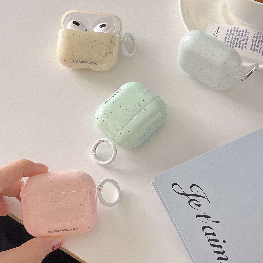 สีบริสุทธิ์พร้อมเคสป้องกัน airpods สไตล์จุดสีดําสําหรับ gen1/2 gen pro gen 3-2021 gen pro2