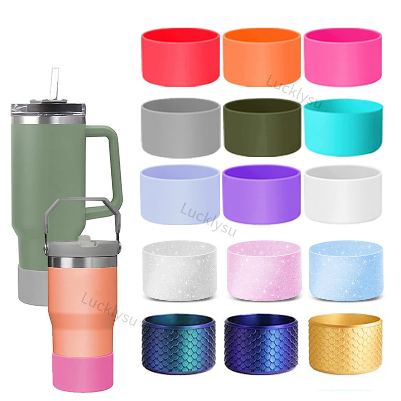 ซิลิโคน Boot สําหรับ Stanley Quencher 40 Oz 30oz 20oz Tumbler Handle & Ice Flow 20oz 30oz, ป้องกันขวดน้ําด้านล่างแขนถ้วยอุปกรณ์เสริม