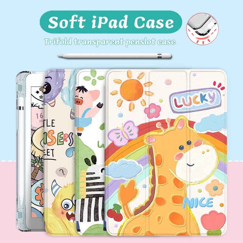 เคส Ipad\ เคสสามพับพร้อมปากกาสล็อต iPad Air 11 2024 M2 M4 iPad 12.9 นิ้ว Pro13 เคส air 5 เคส iPad 10