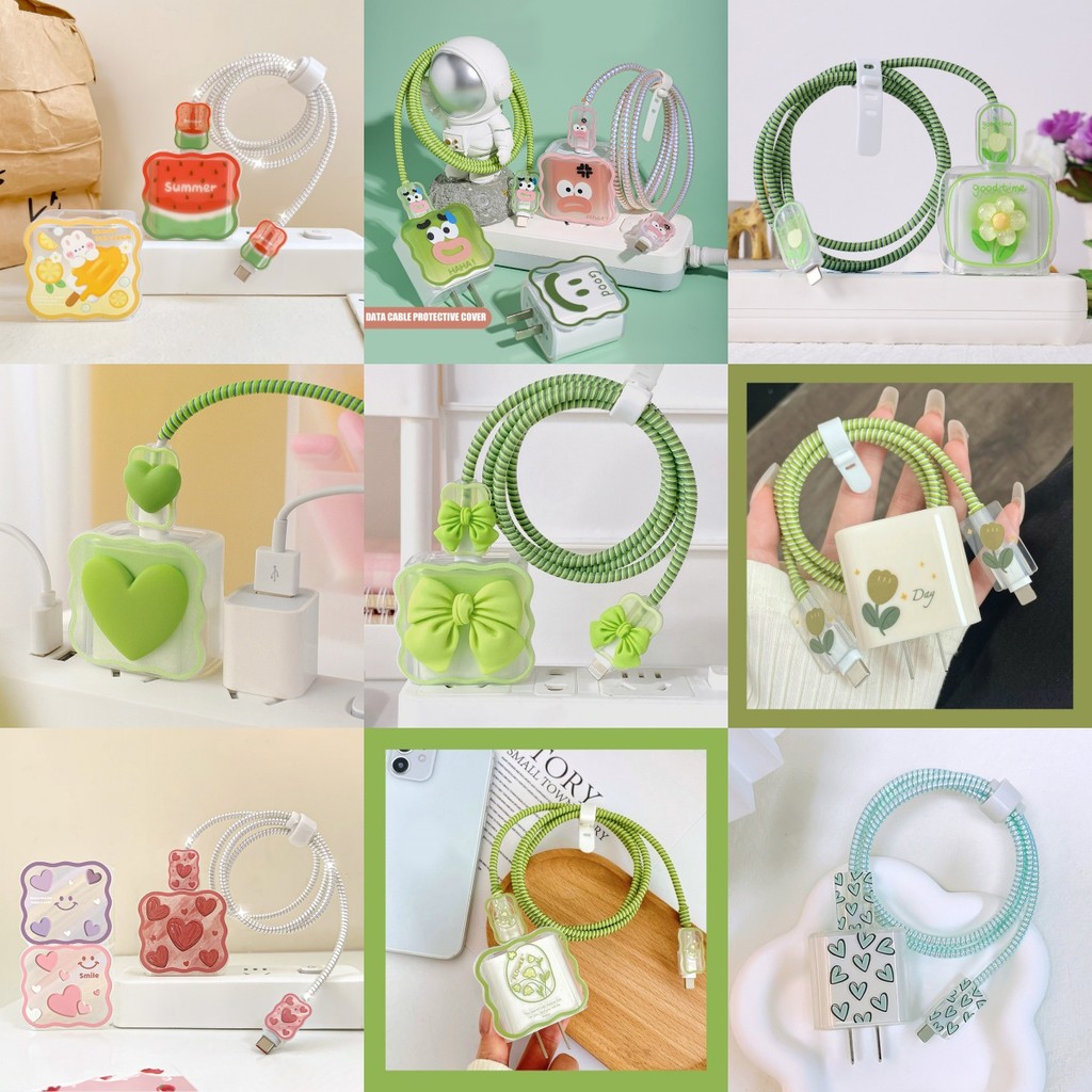 18W / 20W เคสชุดชาร์จสำหรับไอโฟน For Apple Power Adapter ชุดป้องกันสายชาร์จลายการ์ตูนน่ารัก รูปดอกไม้รูปสัตว์ - ภาพย่อย 5