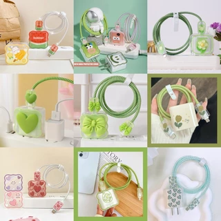 18W / 20W เคสชุดชาร์จสำหรับไอโฟน For Apple Power Adapter ชุดป้องกันสายชาร์จลายการ์ตูนน่ารัก รูปดอกไม้รูปสัตว์