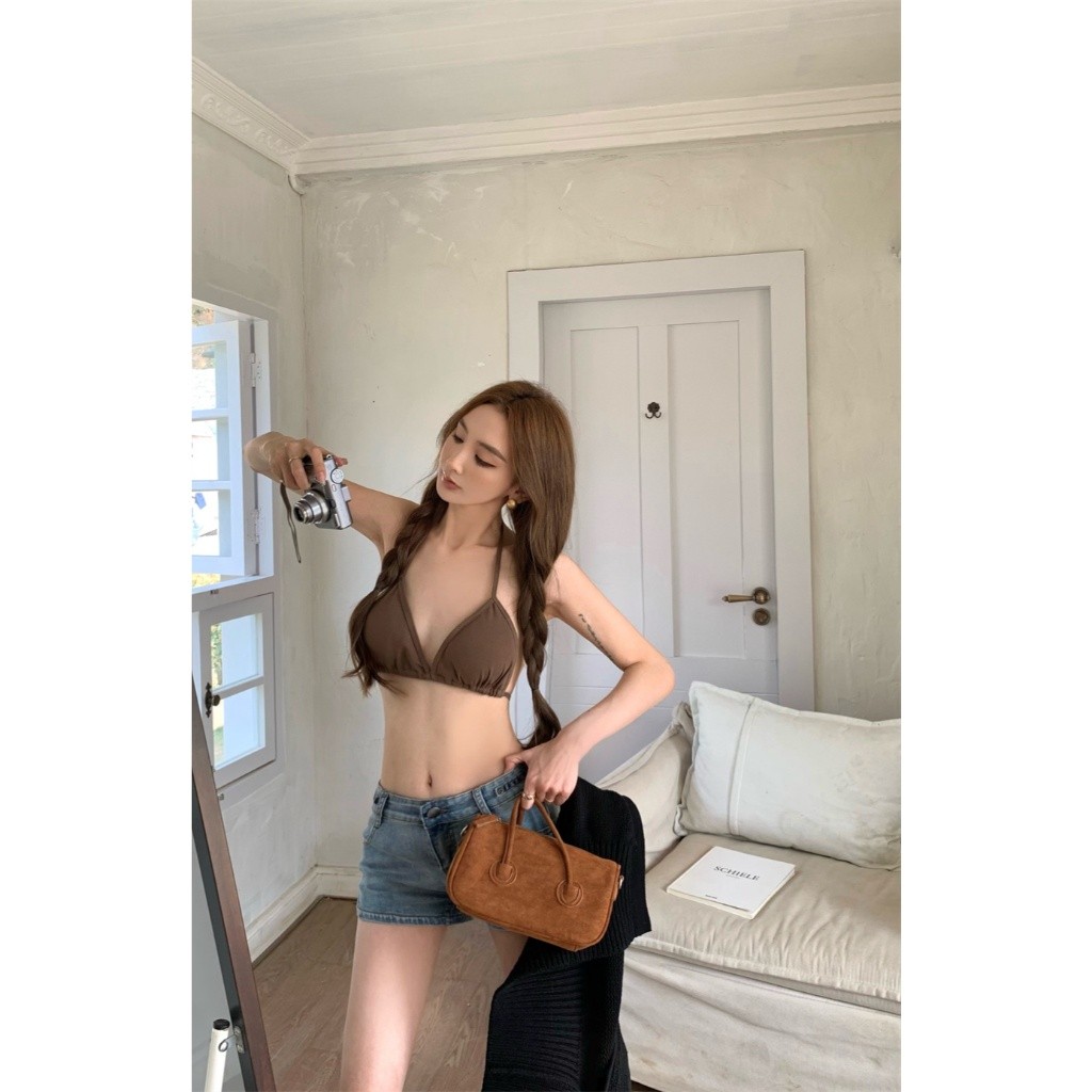 🌟Kayla🌟บิกินี่ มีฟองน้ำในตัว สีสดใส สีทึบ 5 สี ผ้านิ่ม ระบายอากาศ เปิดหลัง เสื้อชั้นใน ใส่สบาย ทรงสวย ใส่ไปทะเล🌙#FY164 - รูปที่ 4