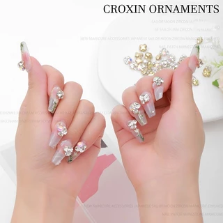 Nail Art Rhinestone สติ๊กเกอร์ติดเล็บตกแต่งคริสตัลเพชร DIY เครื่องประดับแก้วเงา 10 ชิ้น