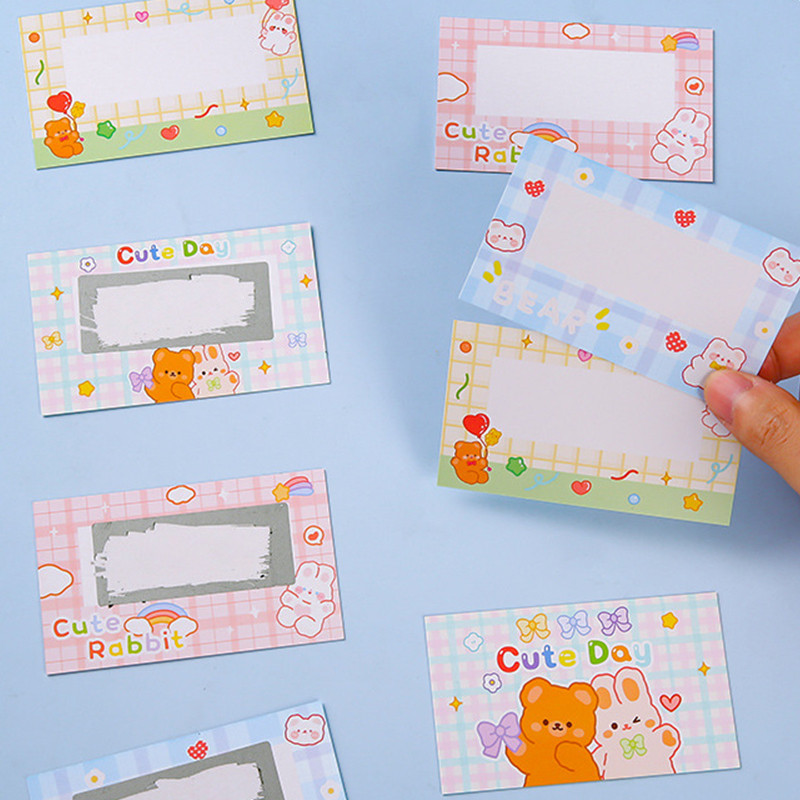 20 ชิ้น Writable Blank การ์ตูน Scratch Cards School Party รางวัล DIY Lucky การ์ดพร้อมชุดฟิล์มขูด