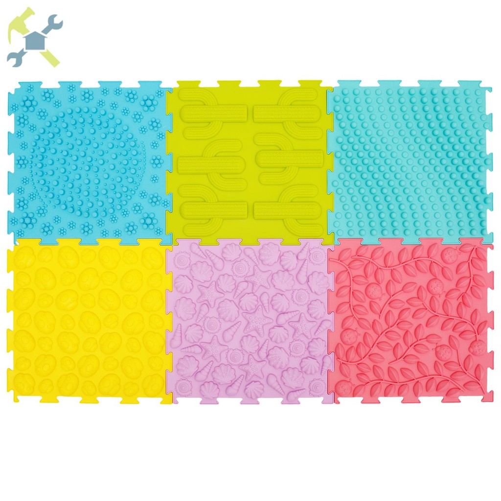 6 ชิ้น Sensory Mats ซิลิโคน Sensory กระเบื้อง Stackable Puzzle Play Mats อเนกประสงค์ Sensory ชั้นสํา
