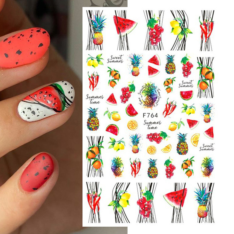 Fruit Paradise Nail Art Decals - Summer Time Pineapple Watermelon Orange Nail Stickers - Sweet Summe