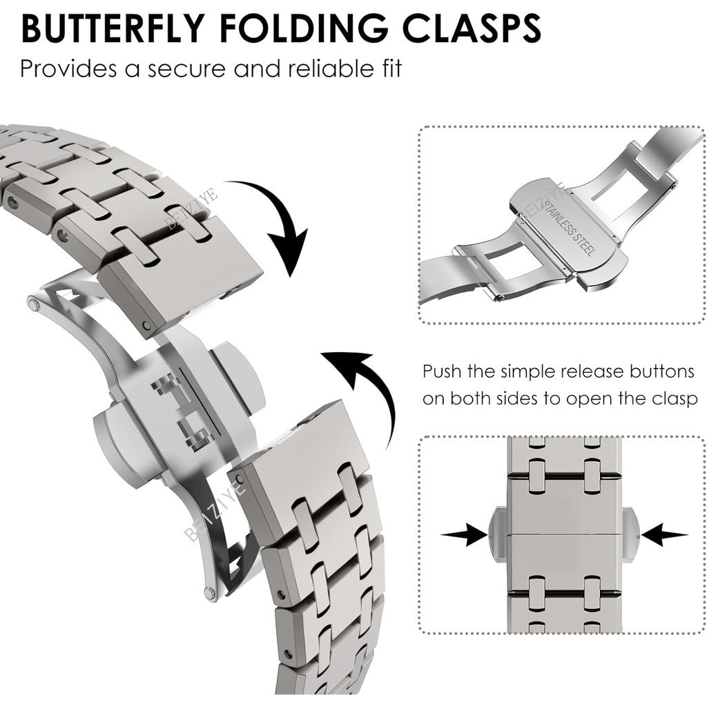สําหรับ Amazfit T-Rex 3 Band สแตนเลสสตีลสําหรับ Amazfit T-Rex 3 Smartwatch โลหะหรูหราสร้อยข้อมือ Watchband Accessorie