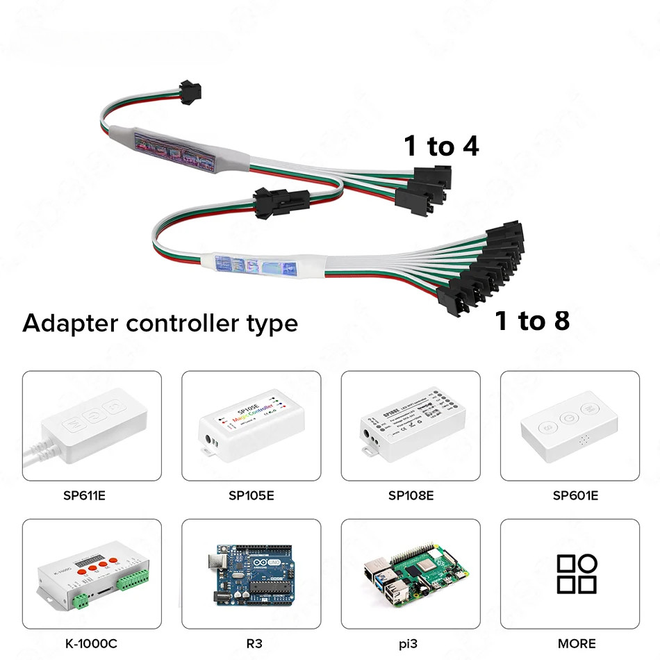 Led-ttl-amp Mini SPI เครื่องขยายสัญญาณ DC 5-24V 4 หรือ 8 เอาต์พุต Sync Splitter สําหรับ Pixel Light Strip โคมไฟ String โมดูล Controller