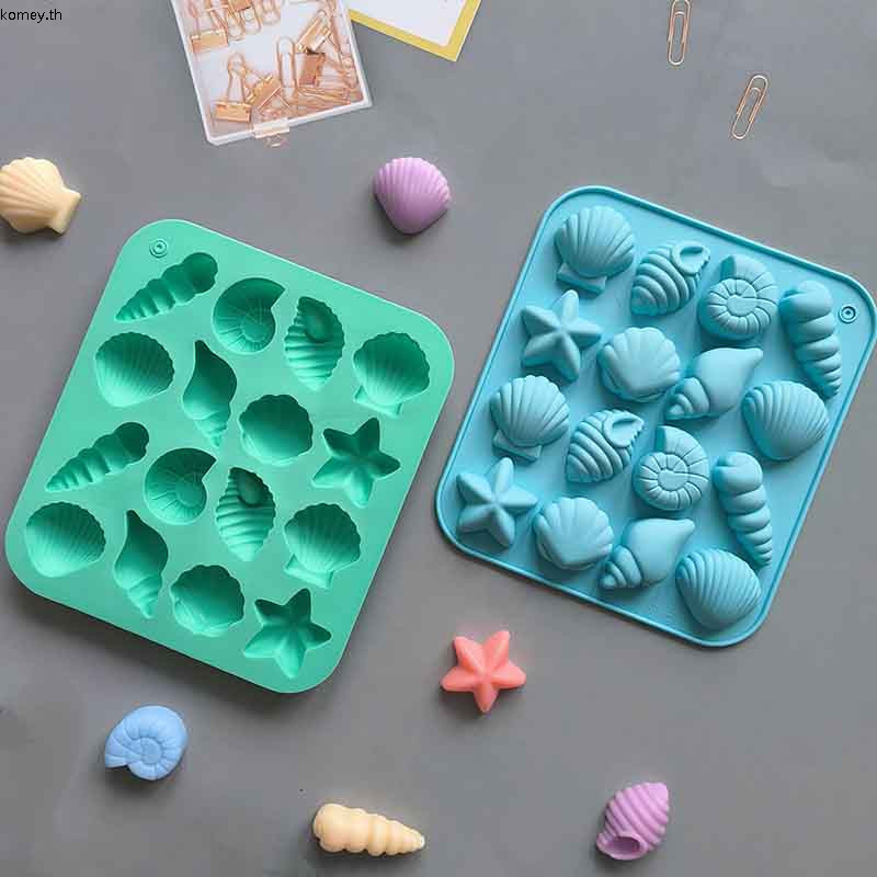 🛒 16 Cavity Shell Conch ปลาดาวและแม่พิมพ์ซิลิโคนรูปอื่นๆ DIY Candy Mousse Pastry พุดดิ้งช็อกโกแลตเค้กเบเกอรี่แม่พิมพ์ [ใหม่]