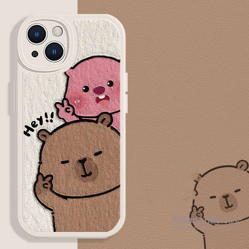 Iphone 16 15 14 13 12 11 Pro Max X Xr Xs Max 7 8 Plus SE2020 เคสโทรศัพท์การ์ตูนคู่ Beiye Loppy ปกอ่อน