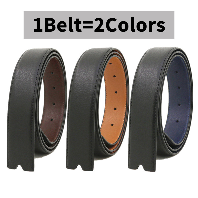 สายเข็มขัดหนังแท้ที่มีรู ขนาดกว้าง 3.3 ซม.   มี 5 สีให้เลือกและสามารถใช้ได้ทั้งสองด้าน ดีไซน์แฟชั่นที่หรูหรา ความยาว 110-120 ซม.