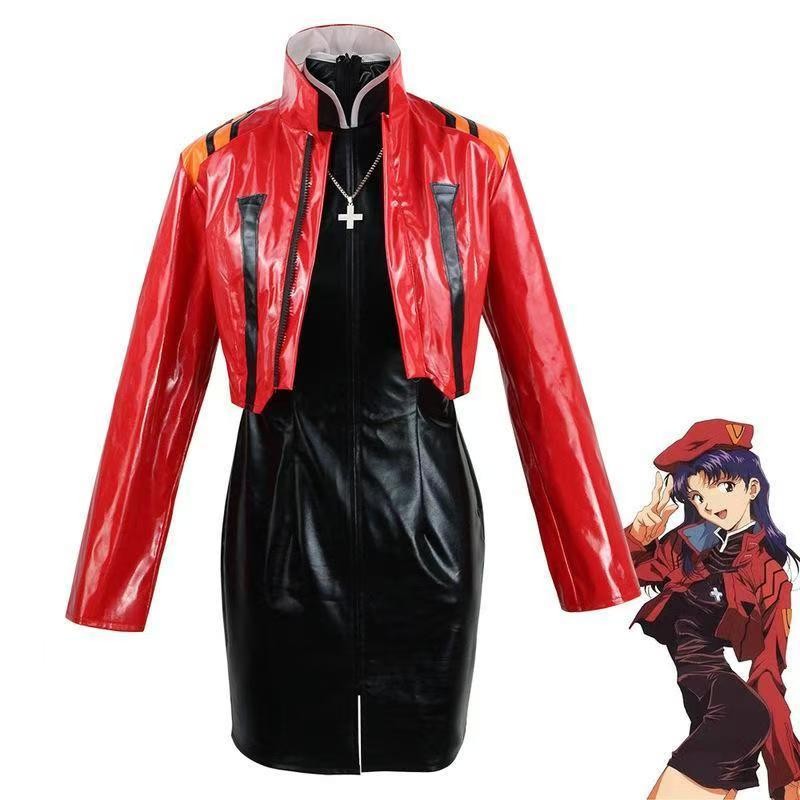 Misato Katsuragi Cos เครื่องแต่งกาย Eva Neon Genesis Evangelion โรงละครรุ่นอะนิเมะผู้หญิงคอสเพลย์เครื่องแต่งกายแจ็คเก็ตชุด HYG