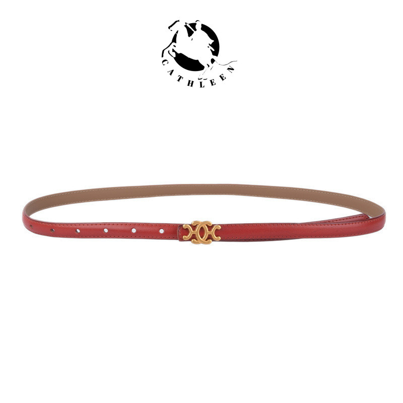 CATHLEENเข็มขัดหนังวัว ลําลอง เข้ากับทุกการแต่งกาย สไตล์ใหม่ สําหรับผู้หญิงเข็มขัด
