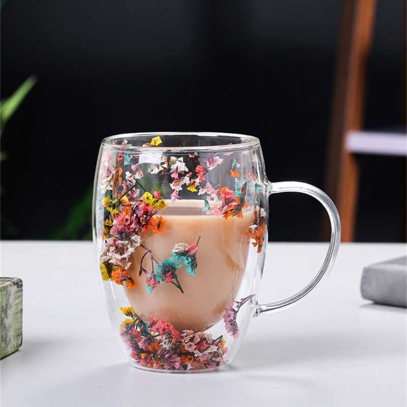 Tazakka ถ้วยกาแฟแก้วทนความร้อน Double Wall Aesthetic Mug 350ml - TZ-350 - Tinari