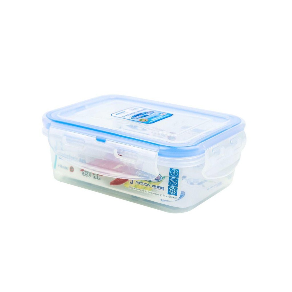 กล่องถนอมอาหารเกรดพรีเมี่ยม(2 ใบ)6114ป้องกันเชื้อราและแบคทีเรีย เข้าไมโครเวฟได้ ความจุ 350 ml.Super 