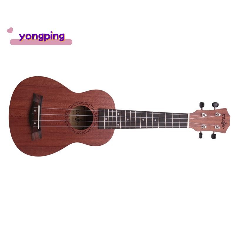 21 นิ้ว Ukulele Soprano เริ่มต้น Ukulele กีตาร์ Ukulele มะฮอกกานีคอ Delicate Tuning Peg 4 Strings ไม