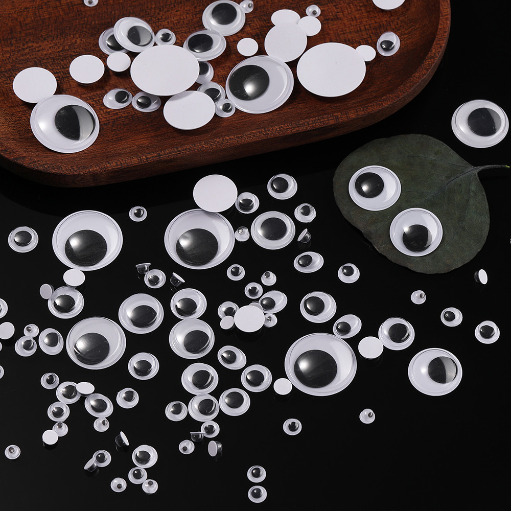 St.kunkka 5-24 มม.ตาพลาสติกสีดําที่ถอดออกได้พลาสติก Swing Eyes Self-Adhesive สําหรับของเล่นตุ๊กตาอุปกรณ์เสริม