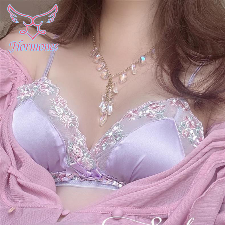 Hormones 💞💞 ชุดชั้นในผู้หญิงลายลูกไม้ สวย งานปัก ชุดชั้นในเซกซี่ ดูผ่าน ใส่สบาย พร้อมส่งจากไทย