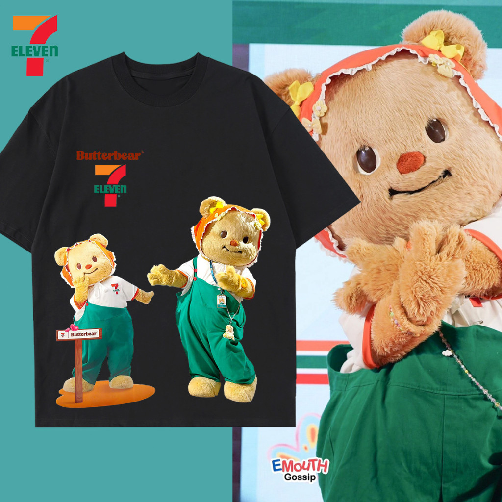 เสื้อน้องหมีเนย หมีเนย  7 11 Seven Eleven x Butterbear T-Shirt ผ้าCotton 100% เสื้อยืดพิมพ์ลาย