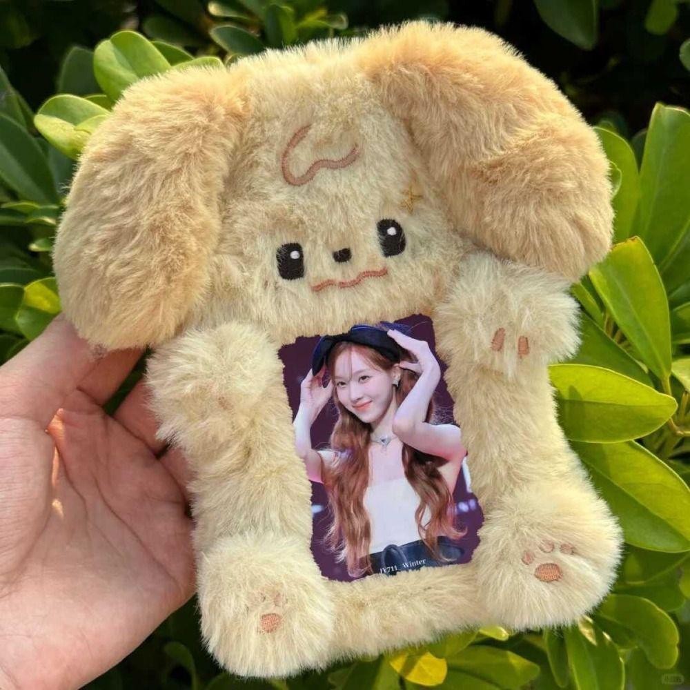 Janelaxe932 Photocard , กระต่าย/สุนัข/แมวกระต่ายหูใหญ่/Border Collie Photo Card Holder, Cute Plush Multifunctional Card Student