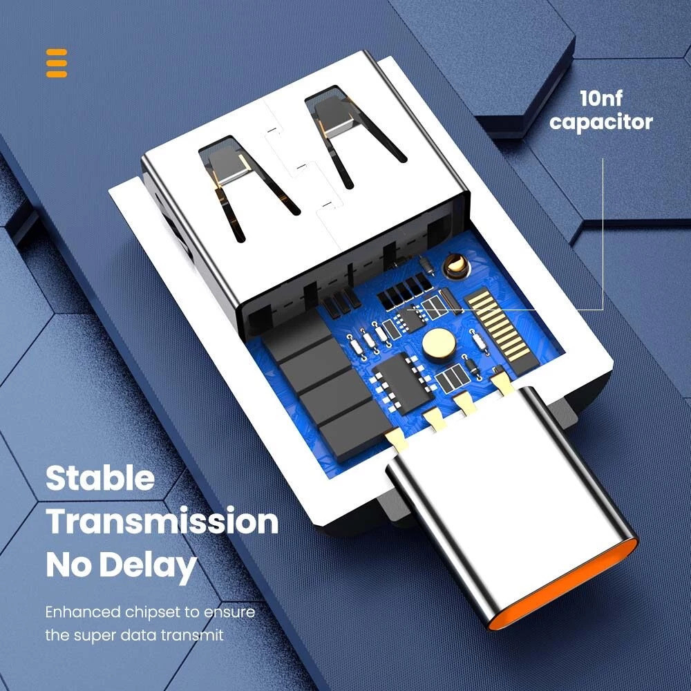 USB to Type C OTG อะแดปเตอร์ 6A 120W USB3.0 ชาร์จเร็ว รองรับ OTG สำหรับ MacBook Android สมาร์ทโฟน