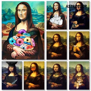 โปสเตอร์ผ้าใบ พิมพ์ลาย Mona Lisa สไตล์นอร์ดิก สําหรับตกแต่งผ…