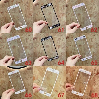 การ์ตูนเต็มรูปแบบกระจกนิรภัยป้องกันหน้าจอสําหรับ iphone 7 8 plus 4 4s 5 5s se 6 6s se2 se3
