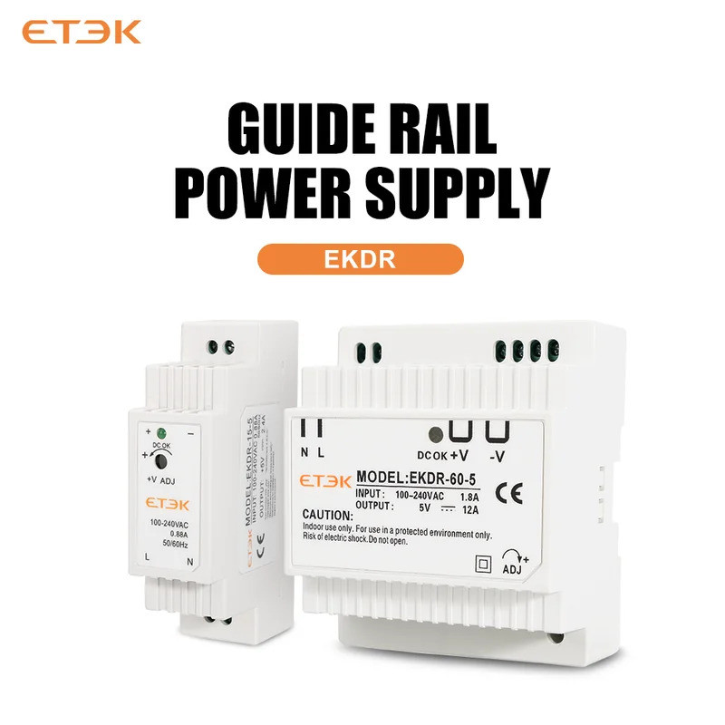 Etek DR-15/60 Series 5V 12V 24V แรงดันไฟฟ้าเอาต์พุต 15W 60W Din Rail ประเภทขนาดเล็ก Volume Switching Power Supply Transformer EKDR