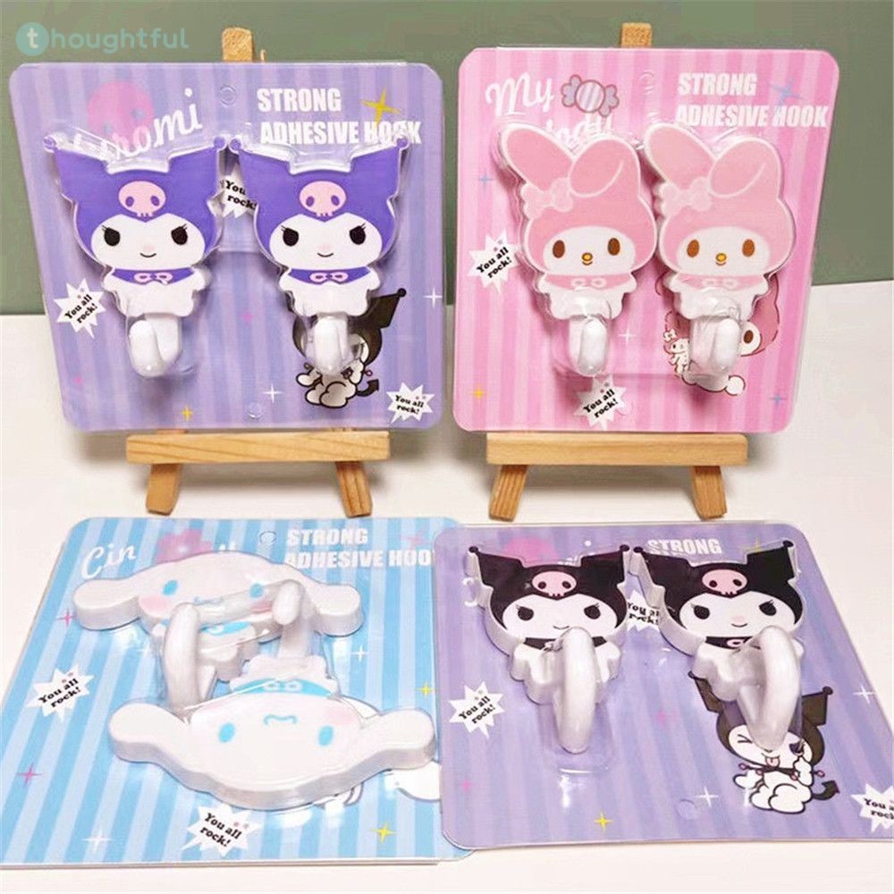 ตะขอติดผนังลายการ์ตูนเมโลดี้ Sanrio Hello Kitty 2 ชิ้น น่ารัก มีกาวในตัว ไร้รอยต่อ ไม่ต้องเจาะ ตะขอติดผนังในห้องน้ำ ห้องครัว TH