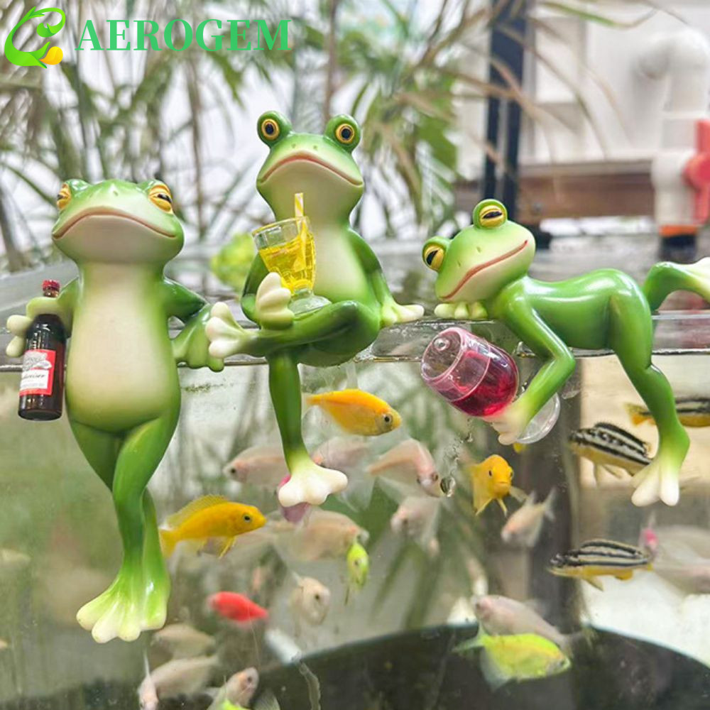 Aerogem ยืนกบตุ๊กตา,สัตว์ตกแต่งกบแขวนกระถางดอกไม้,สร้างสรรค์มือวาดการ์ตูนเรซิ่นกบเครื่องประดับตกแต่งบ้าน