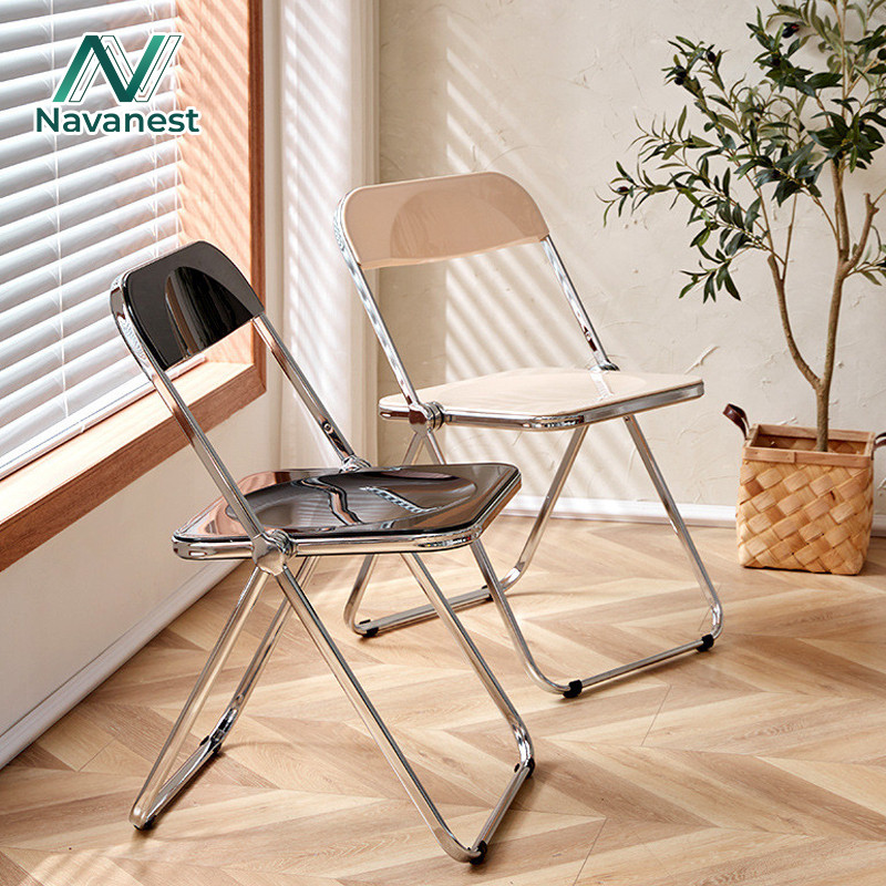 Navanest 🔥COD🔥สินค้าใหม่ เก้าอี้ใส  สไตล์มินิมอล สุดฮิตในหมู่เน็ตไอดอล พับได้  วัสดุอะคริลิก