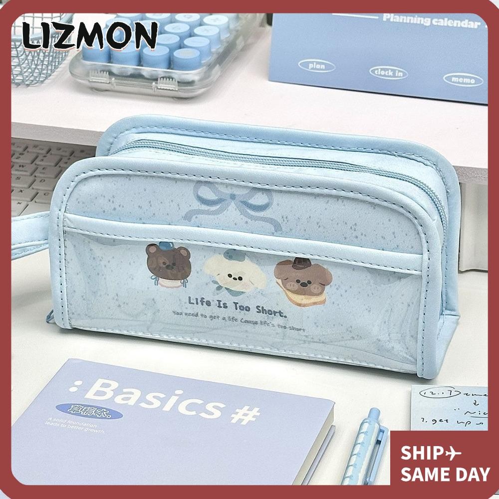 กล่องใส่ปากกา ลิซมอน กระเป๋าดินสอมัลติฟังก์ชั่นมูลค่าสูงกระเป๋าใส่เครื่องเขียนผ้าความจุขนาดใหญ่