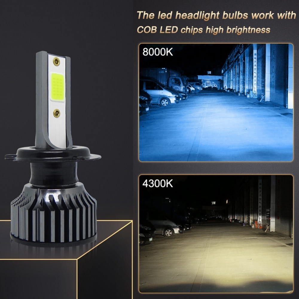 ไฟรถยนต์ LED ไฟหน้า 6000LM 8000K 9V-36V COB IP68 H3 H4 H7 ความ Quqlity 2 ชิ้น