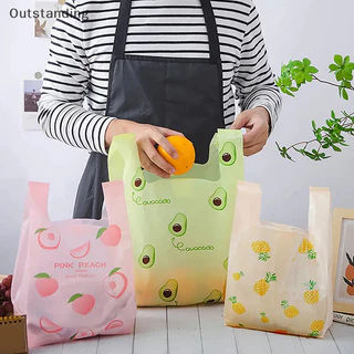 Outstanding ใหม่ ถุงพลาสติกใส่ผลไม้น่ารัก พร้อมหูหิ้ว สําหรับใส่อาหาร ซูเปอร์มาร์เก็ต ร้านขายของชํา 50 ชิ้น