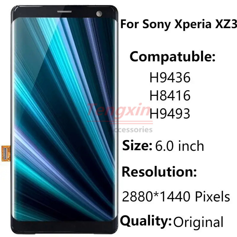 6.0 "สําหรับ Sony Xperia XZ3 จอแสดงผล LCD กรอบ H9436 H8416 H9493 จอแสดงผล Touch Screen Assembly Digi