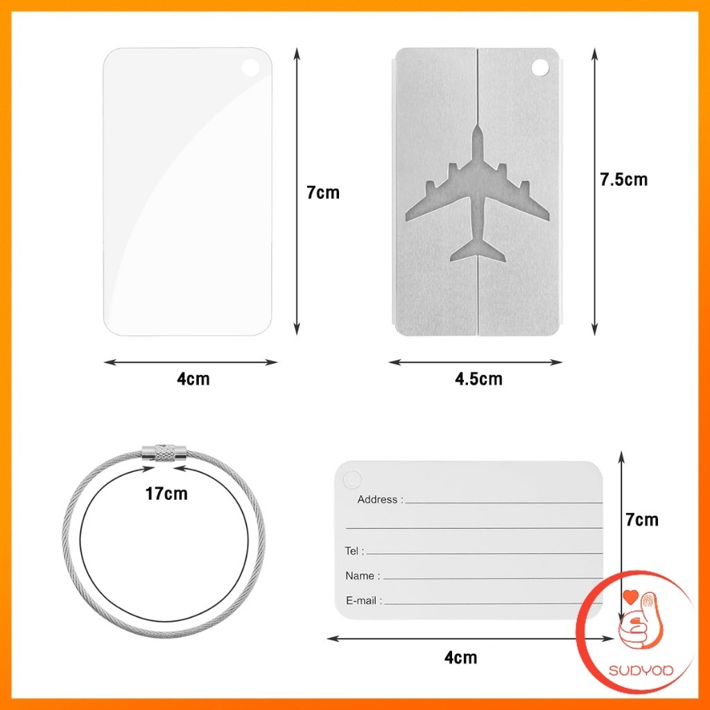 Sudyod ป้ายแท็กอลูมิเนียมอัลลอยด์ แท็กติดกระเป๋า พวงกุญแจป้ายชื่อ Luggage Tag - รูปที่ 6