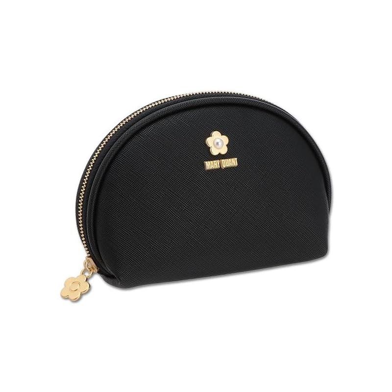【Direct from Japan】MARY QUANT Saffiano Pearl Round Pouch Black FREE