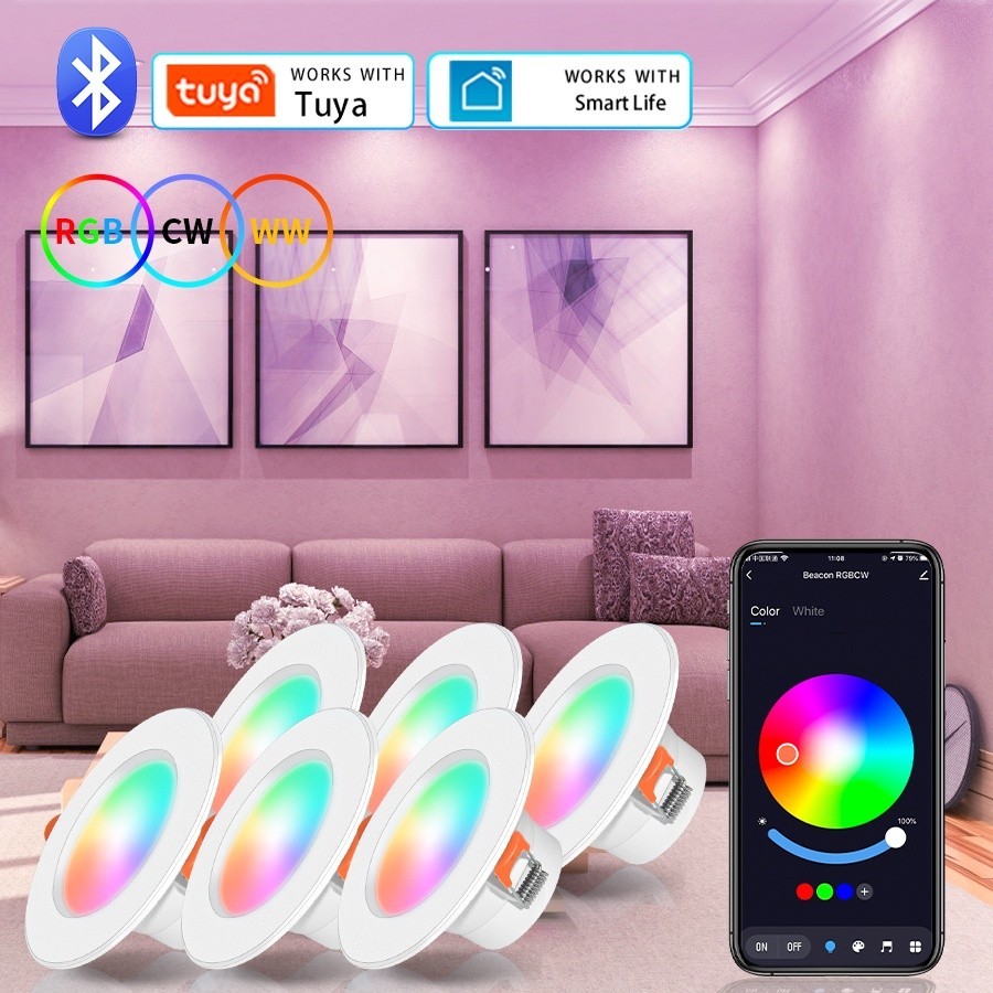 Tuya App Control 10W 15W ไฟเพดาน 220V แสงอัจฉริยะ โคมไฟ WiFi ทำงานกับ Alexa & Google Home