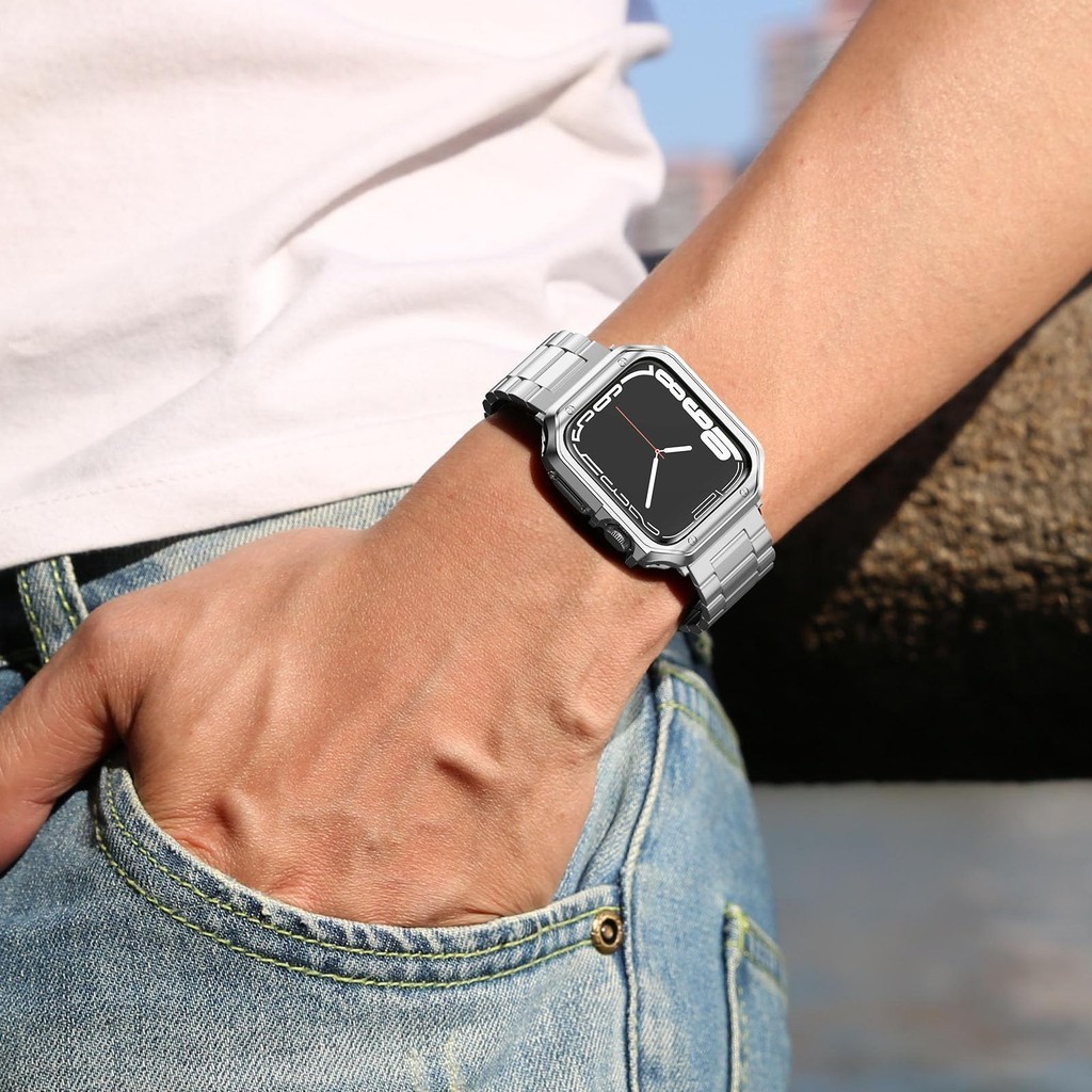 เคสป้องกัน TPU และสายนาฬิกาข้อมือ สเตนเลส โลหะ สําหรับ iwatch Ultra 2 1 Band 49 มม. 45 มม. 44 มม. 42 มม. 41 มม. 40 มม. 38 มม. iwatch series 3 4 5 6 se 7 8 9