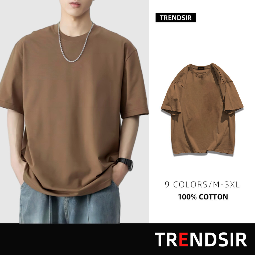TrendSir พร้อมส่ง เสื้อยืด oversize เสื้อยืดผ้าคอตตอน สำหรับชายและหญิง 9สี M-3XL 100% Cotton