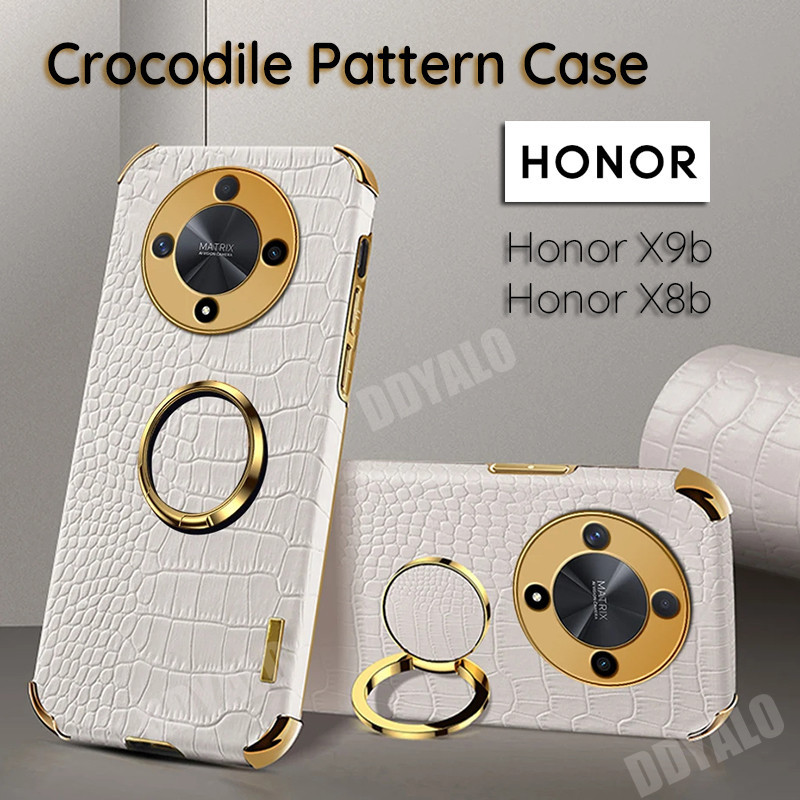 เคสโทรศัพท์มือถือหนังจระเข้ พร้อมแหวนแม่เหล็กตั้งโทรศัพท์ สําหรับ Honor X9B Magic6 Lite x50 Honor X9B Hono X 9b HonorX9b 5G
