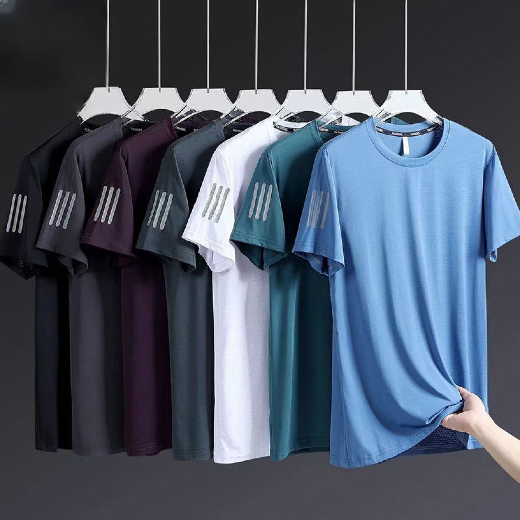 M-5XL ไซส์ใหญ่ เสื้อยืดผู้ชาย แขนสั้น แบบแห้งเร็ว ใยฝ้าย แฟชั่นฤดูร้อน สีดํา ขาว เสื้อยืดชาย oversize