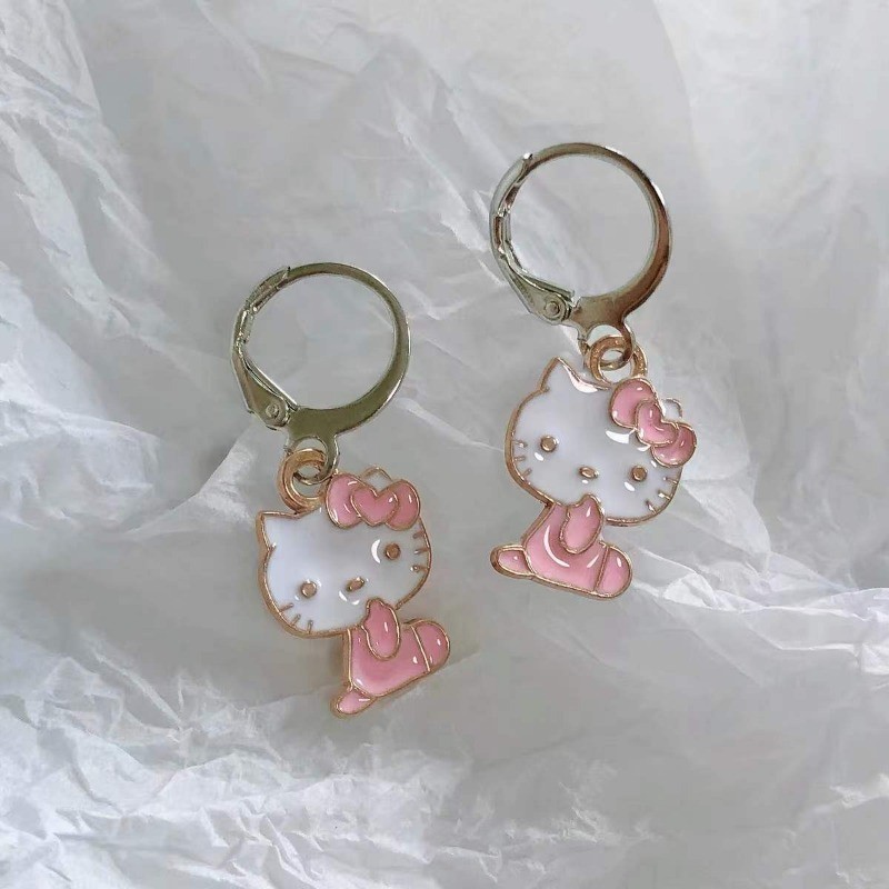 Promotional Funds Instagram Japanese Small Sweet and Cute Cat Ear Clip Earrings Y2K Millennium Spicy Girl Ti Cat Alloy Ear Clip Earrings