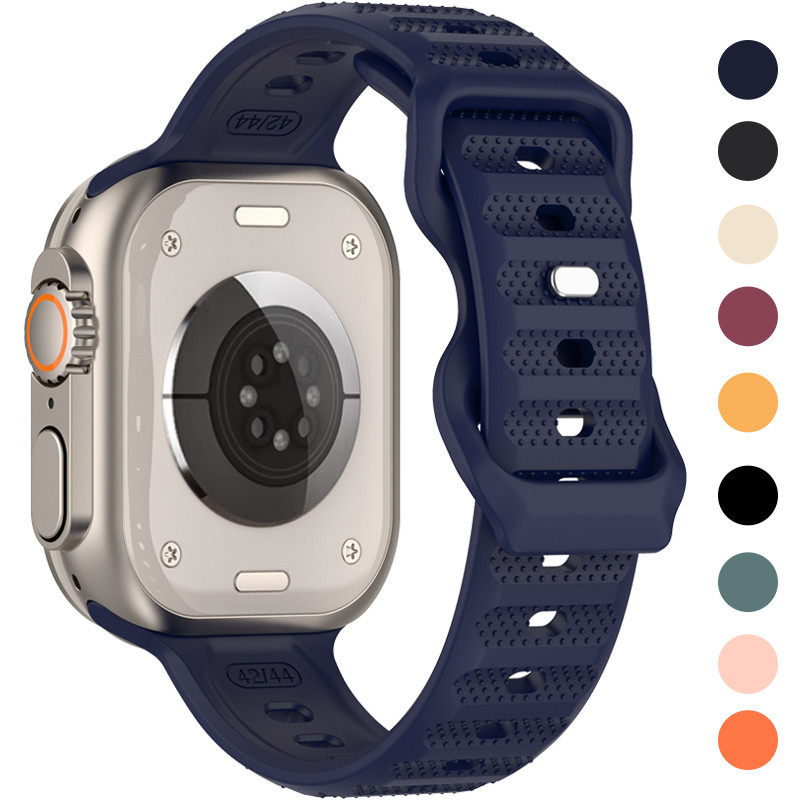 สายนาฬิกาข้อมือซิลิโคนยาง แบบนิ่ม สําหรับ Apple Watch Ultra 49/45/44 มม. 41 มม. 40 42 มม. IWatch Series Ultra 9 8 7 6 5 4