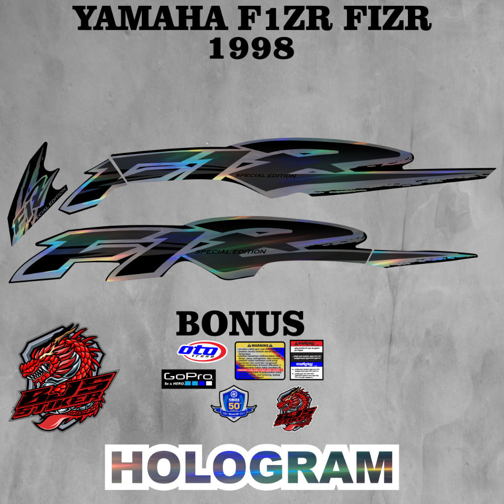 Fiz R f1z R Striping sticker - triping sticker polet liss HOLOGRAM / MIRROR CHROME f1zr Fiz R 1998