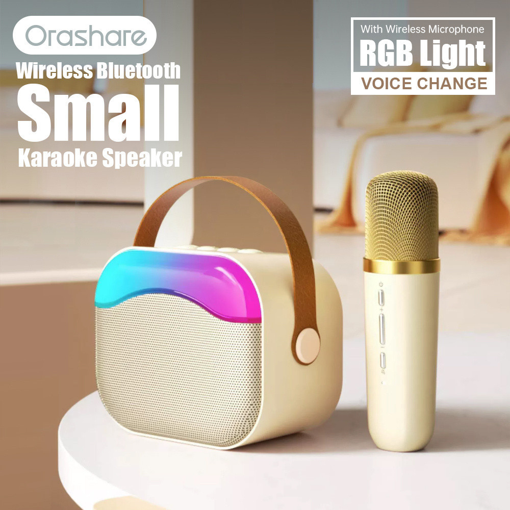 Orashare BS06 ลําโพงคาราโอเกะ บลูทูธ พร้อมไมโครโฟน HiFi ไร้สาย พร้อมไฟ RGB