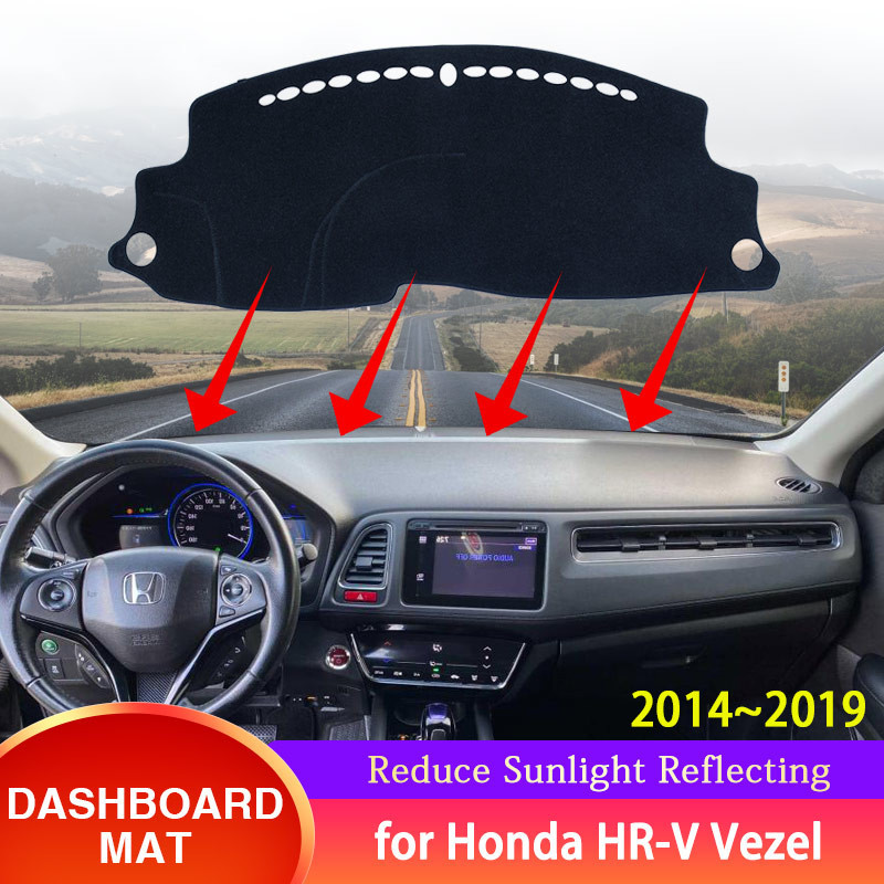 พรมป้องกันแดชบอร์ดรถยนต์ ป้องกันแดด อุปกรณ์เสริม สําหรับ Honda HRV HR V Vezel 2014~2019 2016 2018