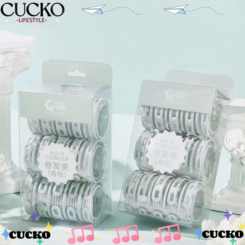 Cucko เครื่องมือจัดแต่งทรงผม DIY ไนลอน พลาสติก เหนียว ม้วนผม มีกาวในตัว เครื่องมือจัดแต่งทรงผม สีเขียว ไม่ใช้ความร้อน ดัดผม